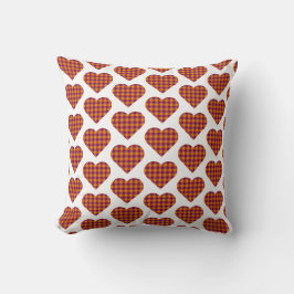Heart Shaped Plaid Orange Maroon Burgundy クッション