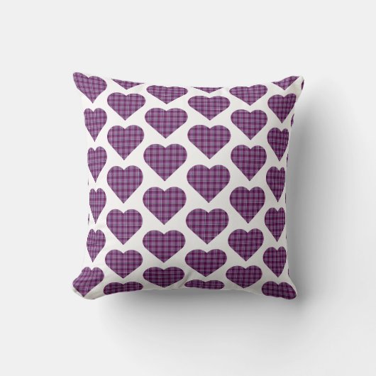 Heart Shaped Plaid Purple Pink クッション (正面)
