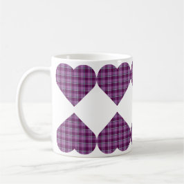 Heart Shaped Plaid Purple Pink コーヒーマグカップ