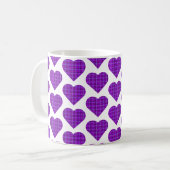 Heart Shaped Plaid Purple Pink Black コーヒーマグカップ (正面左)