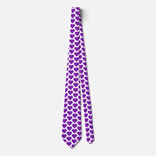 Heart Shaped Plaid Purple Pink Black Neck Tie ネクタイ (正面)