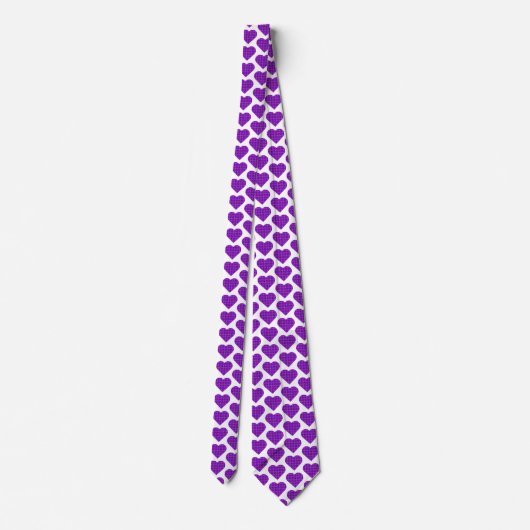 Heart Shaped Plaid Purple Pink Black Neck Tie ネクタイ (裏面)