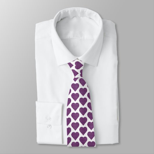 Heart Shaped Plaid Purple Pink Neck Tie ネクタイ (タイ)