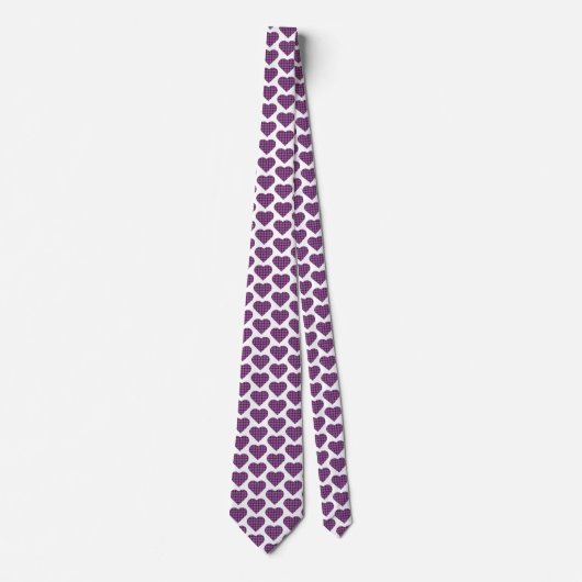 Heart Shaped Plaid Purple Pink Neck Tie ネクタイ (正面)