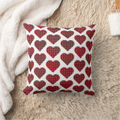 Heart Shaped Plaid Red Black Buffalo クッション (ブランケット)