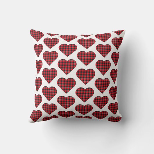 Heart Shaped Plaid Red Black Buffalo クッション (裏面)