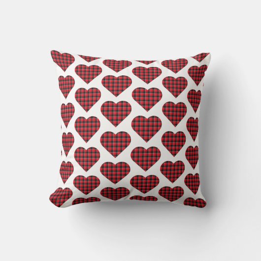 Heart Shaped Plaid Red Black Buffalo クッション (正面)
