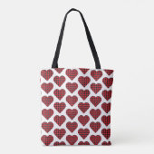 Heart Shaped Plaid Red Black Buffalo トートバッグ (裏面)