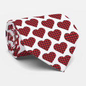 Heart Shaped Plaid Red Black Buffalo Neck Tie ネクタイ (ロール)