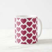 Heart Shaped Plaid Red Pink コーヒーマグカップ (正面右)