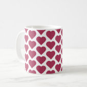 Heart Shaped Plaid Red Pink コーヒーマグカップ (正面左)