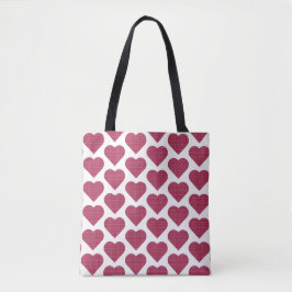 Heart Shaped Plaid Red Pink トートバッグ