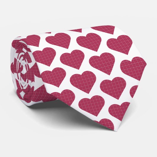 Heart Shaped Plaid Red Pink Neck Tie ネクタイ (ロール)