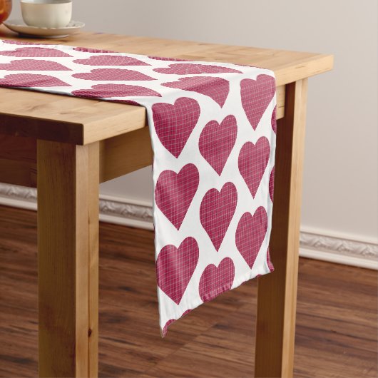Heart Shaped Plaid Red Pink Table Runner ショートテーブルランナー (インサイチュ)