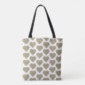 Heart Shaped Plaid Tan Blue White トートバッグ (裏面)