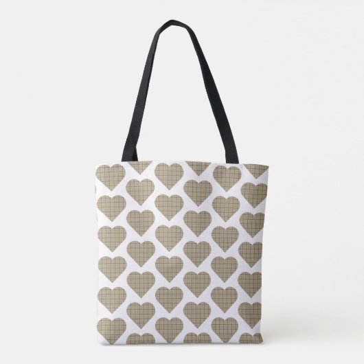 Heart Shaped Plaid Tan Blue White トートバッグ (裏面)