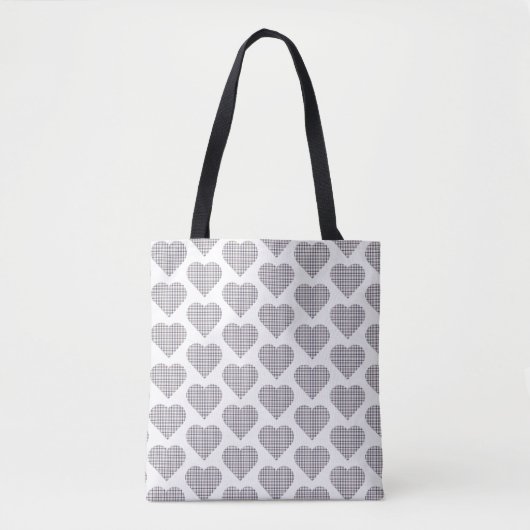 Heart Shaped Plaid White Blue Classic トートバッグ (正面)