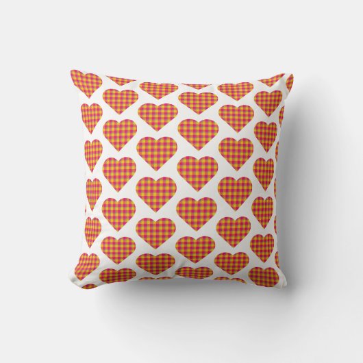 Heart Shaped Plaid Yellow Orange クッション (正面)