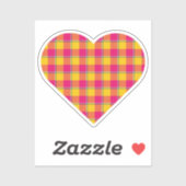 Heart Shaped Plaid Yellow Pink シール (シート)