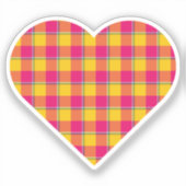 Heart Shaped Plaid Yellow Pink シール (正面)