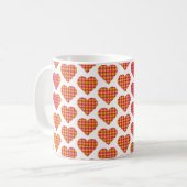 Heart Shaped Plaid Yellow Pink Preppy コーヒーマグカップ (正面左)