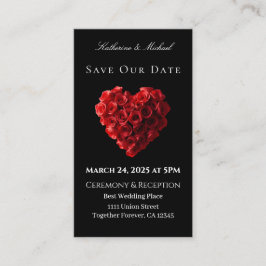 Heart Shaped Red Rose-Save the Date- 名刺