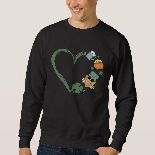 Heart Shaped Saint Patrick Day Retro Present For W スウェットシャツ (正面)