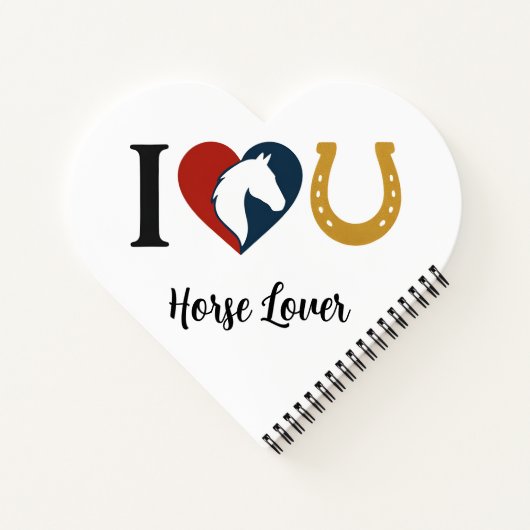 Heart Shaped Spiral Bound Notebook for Horse Lover ノートブック (裏面)
