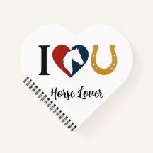 Heart Shaped Spiral Bound Notebook for Horse Lover