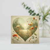 Heart Shaped Wildflower Meadow Botanical Nature カード (スタンド正面)