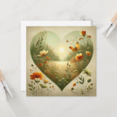 Heart Shaped Wildflower Meadow Botanical Nature カード (正面/裏面インサイチュ)