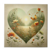 Heart Shaped Wildflower Meadow Botanical Nature タイル (正面)