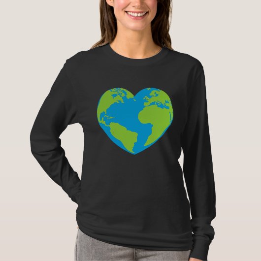 Heart shaped world earth globe world map tシャツ (正面)
