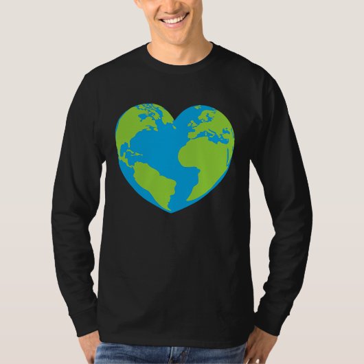 Heart shaped world earth globe world map tシャツ (正面)