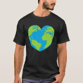 Heart shaped world earth globe world map tシャツ (正面)