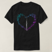 Heart Sheet Music Clef Transverse Flute 1074 Tシャツ (デザイン正面)