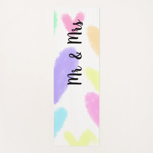 Heart simple minimal text style wedding Mr & mrs c ヨガマット (正面)
