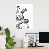 Heart Sketch Quadriptych Art Prints Scandinavian ポスター (ホームオフィス)