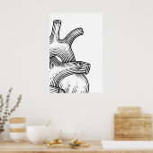 Heart Sketch Quadriptych Art Prints Scandinavian ポスター (キッチン)