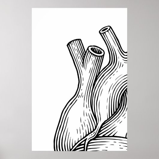 Heart Sketch Quadriptych Art Prints Scandinavian ポスター (正面)