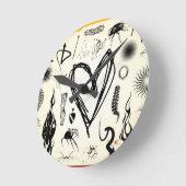 Heart Sketch Rhythm Wall Clock - Modern Monochrome ラウンド壁時計 (傾斜)