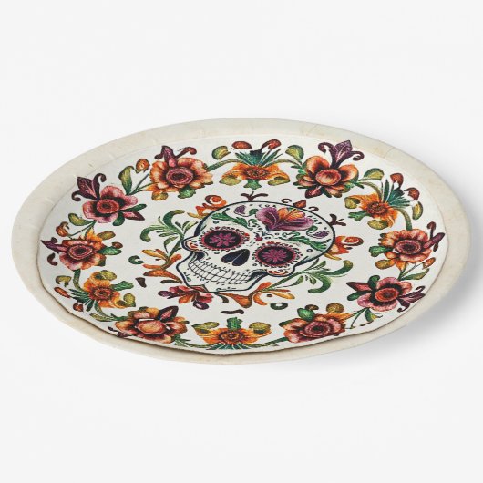 💀🎉Heart & Skullware Día de los Muertos ペーパープレート (アングル)