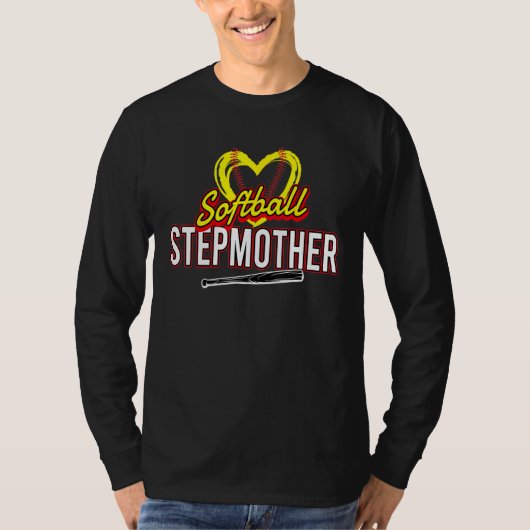 Heart Softball Stepmother Softball Sport Family Tシャツ (正面)
