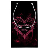 Heart Spider Web Pink Gothic Girls Halloween  スモールペーパーバッグ (裏面)