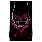 Heart Spider Web Pink Gothic Girls Halloween  スモールペーパーバッグ (正面)