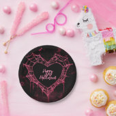 Heart Spider Web Pink Gothic Girls Halloween  ペーパープレート (パーティー)
