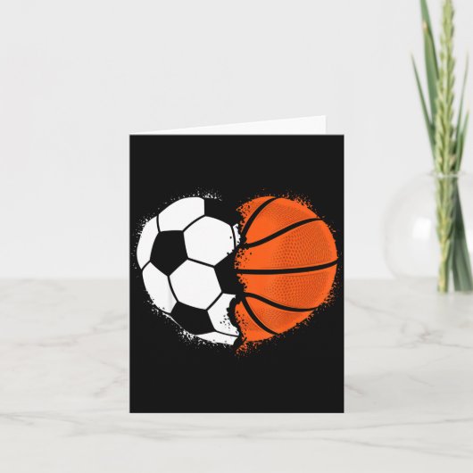 Heart Srts Soccer Basketball Ball Lover Valentines カード (正面)