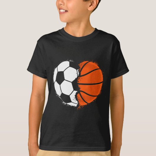 Heart Srts Soccer Basketball Ball Lover Valentines Tシャツ (正面)