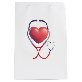 Heart & Stethoscope Gift Bag | Nurse & Doctor Appr ミディアムペーパーバッグ