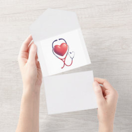 Heart & Stethoscope Greeting Card | Thank You Heal オールインワン招待状